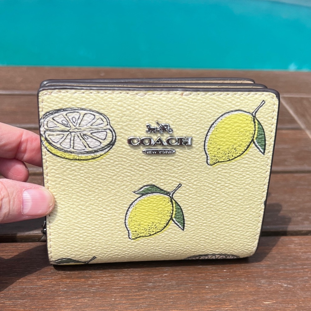 Coach Lemon Print Wallet - Yellow and Cream
